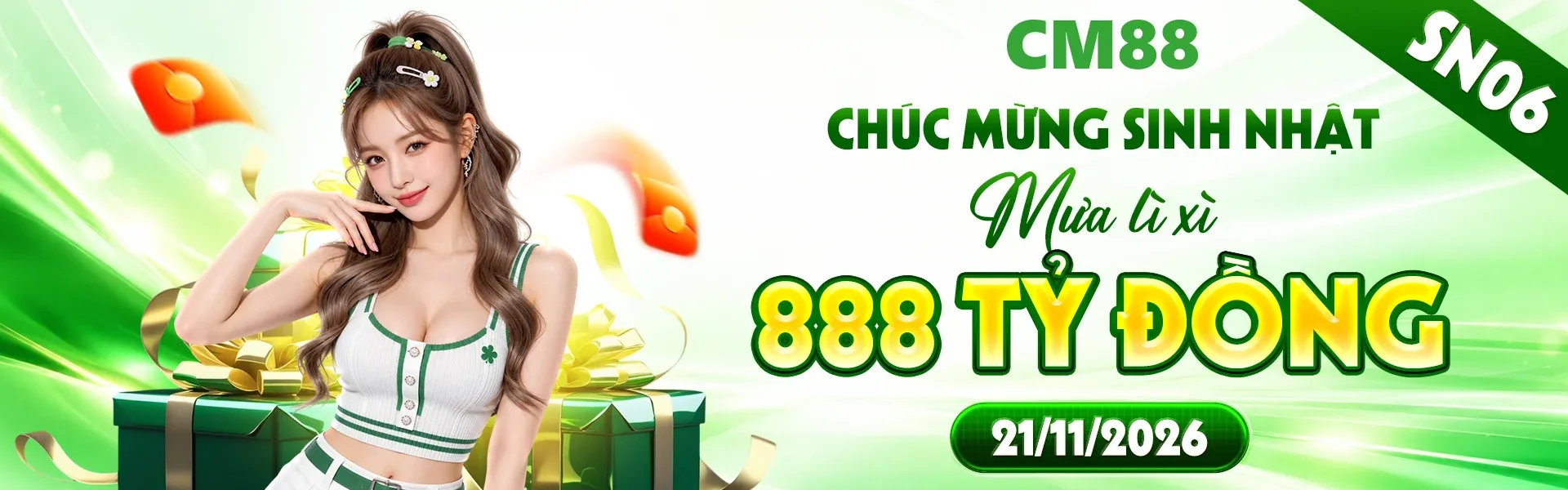 3. Sinh nhật CM88 thêm sôi động với loạt quà tặng dành riêng cho hội viên. Nhanh tay đăng ký và đón nhận những phần thưởng đang được gửi trao.